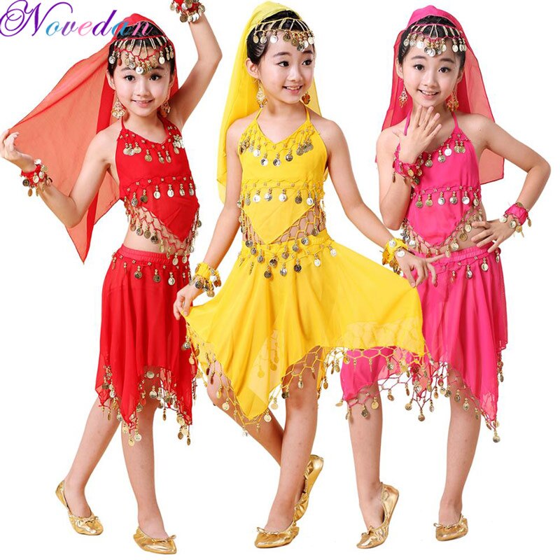 밸리 댄스 의상 인도 댄서 옷 새로운 스타일 쉬폰 민속 무용 2 개/대 3 개/대 4 개/대